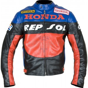 Repsol Gas Blue Leather Motorcycle Jacket